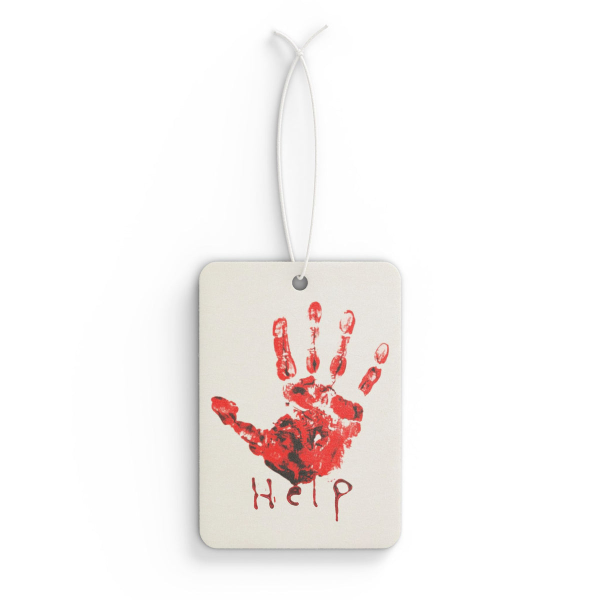 Horror Red Handprint Car Air Freshener — "Help" HalloweenGraphicArt