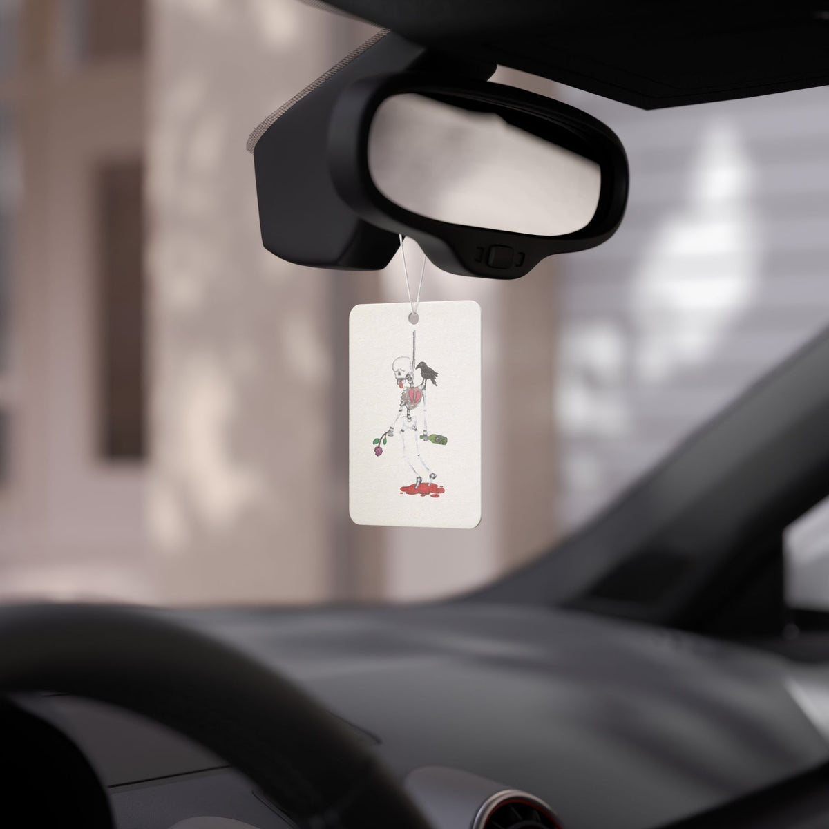 Car Air Freshener — Cute Skeleton Halloween Illustration Hanging Air Freshener