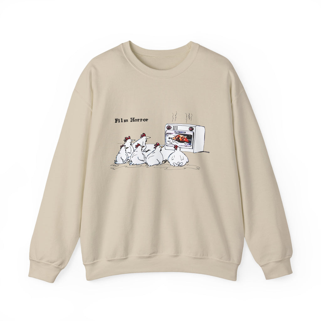 Crewneck Sweatshirt — 'Film Horror' Roast Chicken Oven Illustration