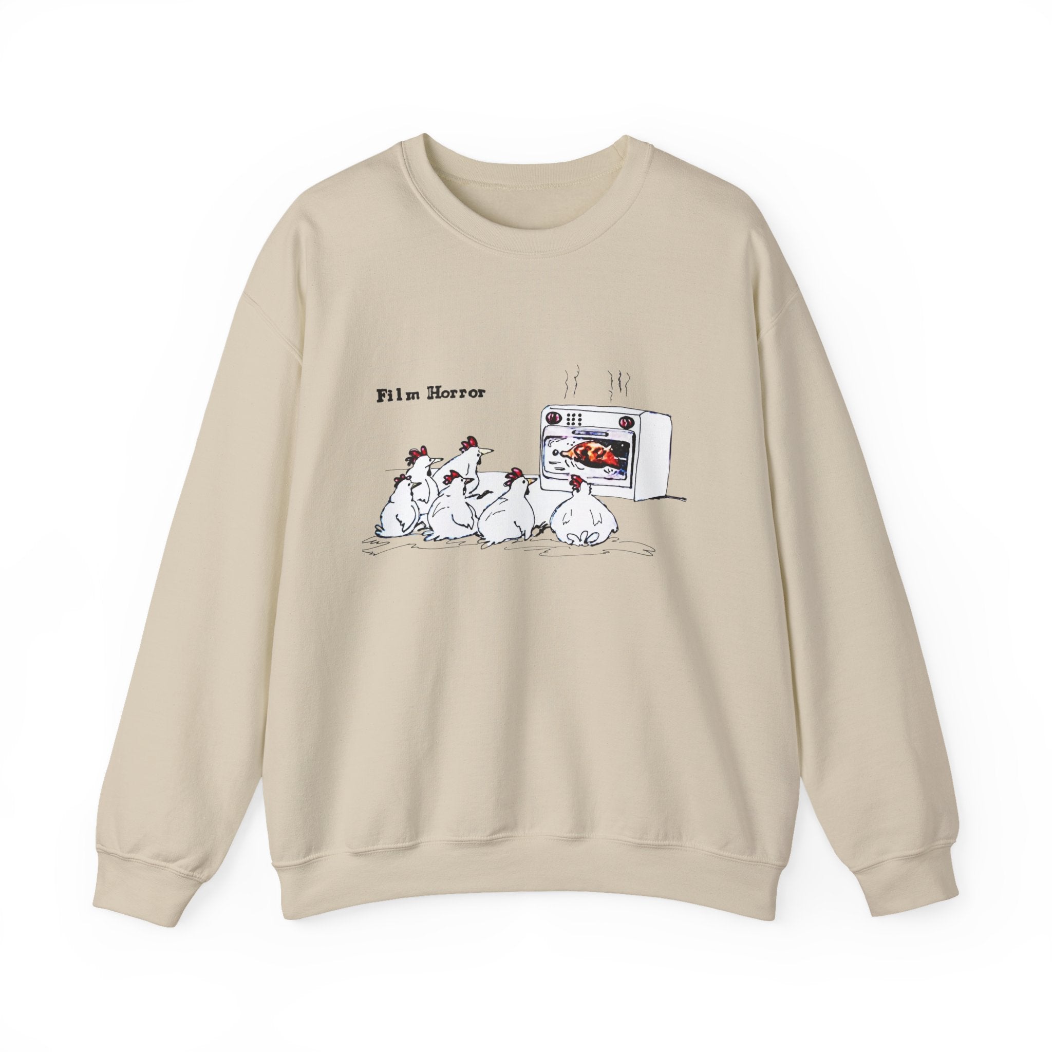 Crewneck Sweatshirt — 'Film Horror' Roast Chicken Oven Illustration