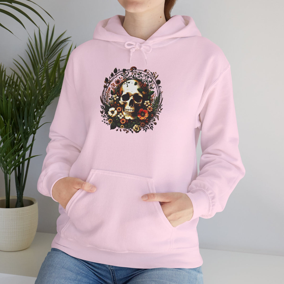 Skull & Flowers Hoodie — "C'est la Mort" Vintage Gothic Pullover