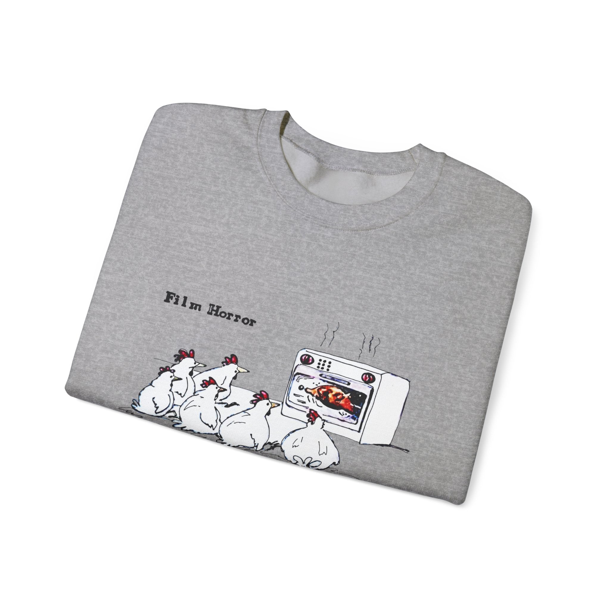 Crewneck Sweatshirt — 'Film Horror' Roast Chicken Oven Illustration