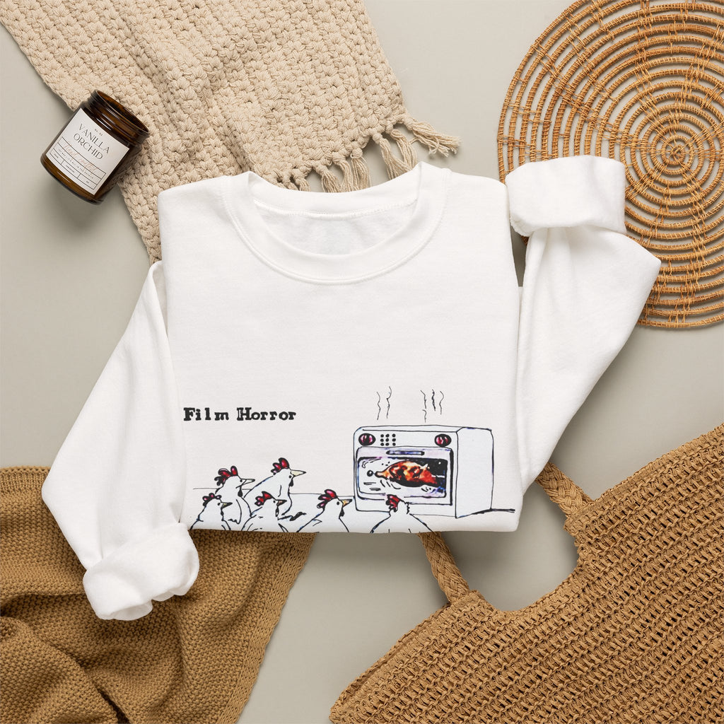 Crewneck Sweatshirt — 'Film Horror' Roast Chicken Oven Illustration