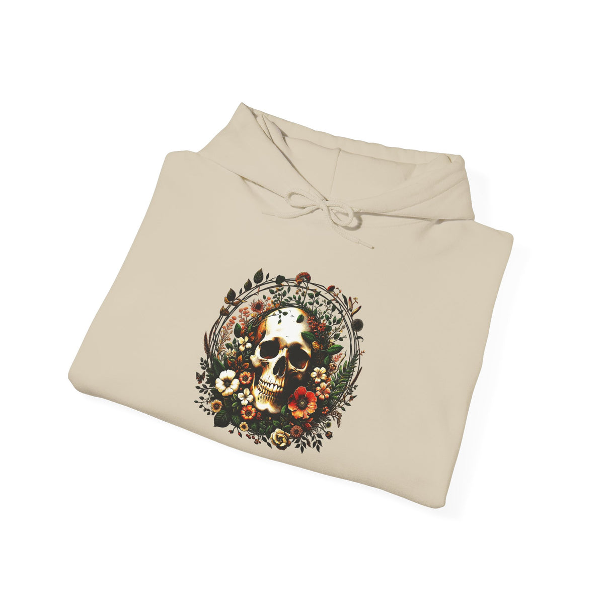 Skull & Flowers Hoodie — "C'est la Mort" Vintage Gothic Pullover