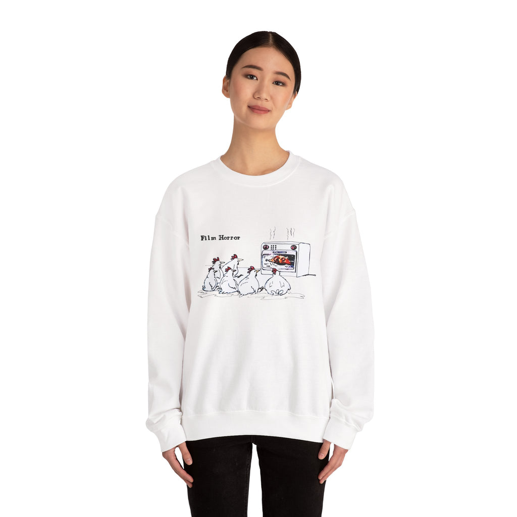 Crewneck Sweatshirt — 'Film Horror' Roast Chicken Oven Illustration