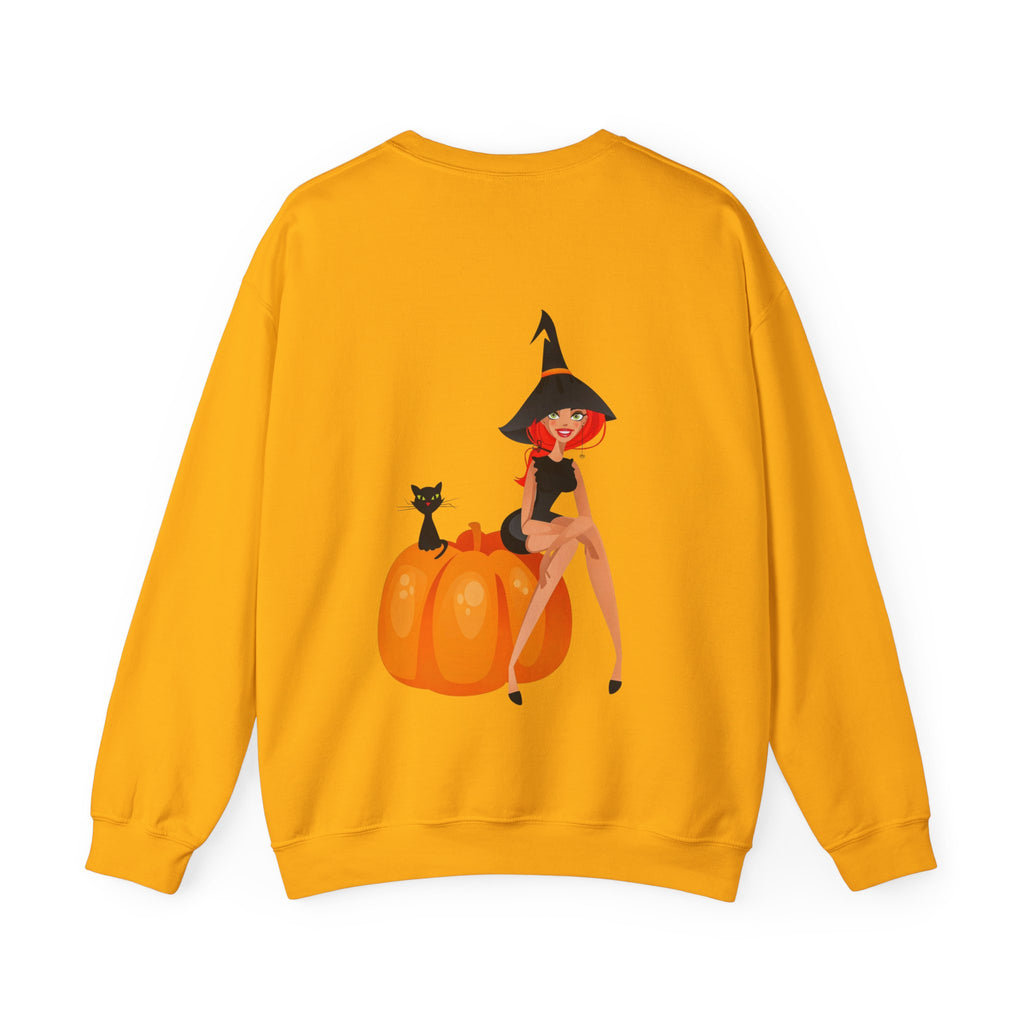 Witch & Pumpkin Sweatshirt - "Beware of Black Cats, Pumpkins & Me!" Halloween CrewneckSweatshirts