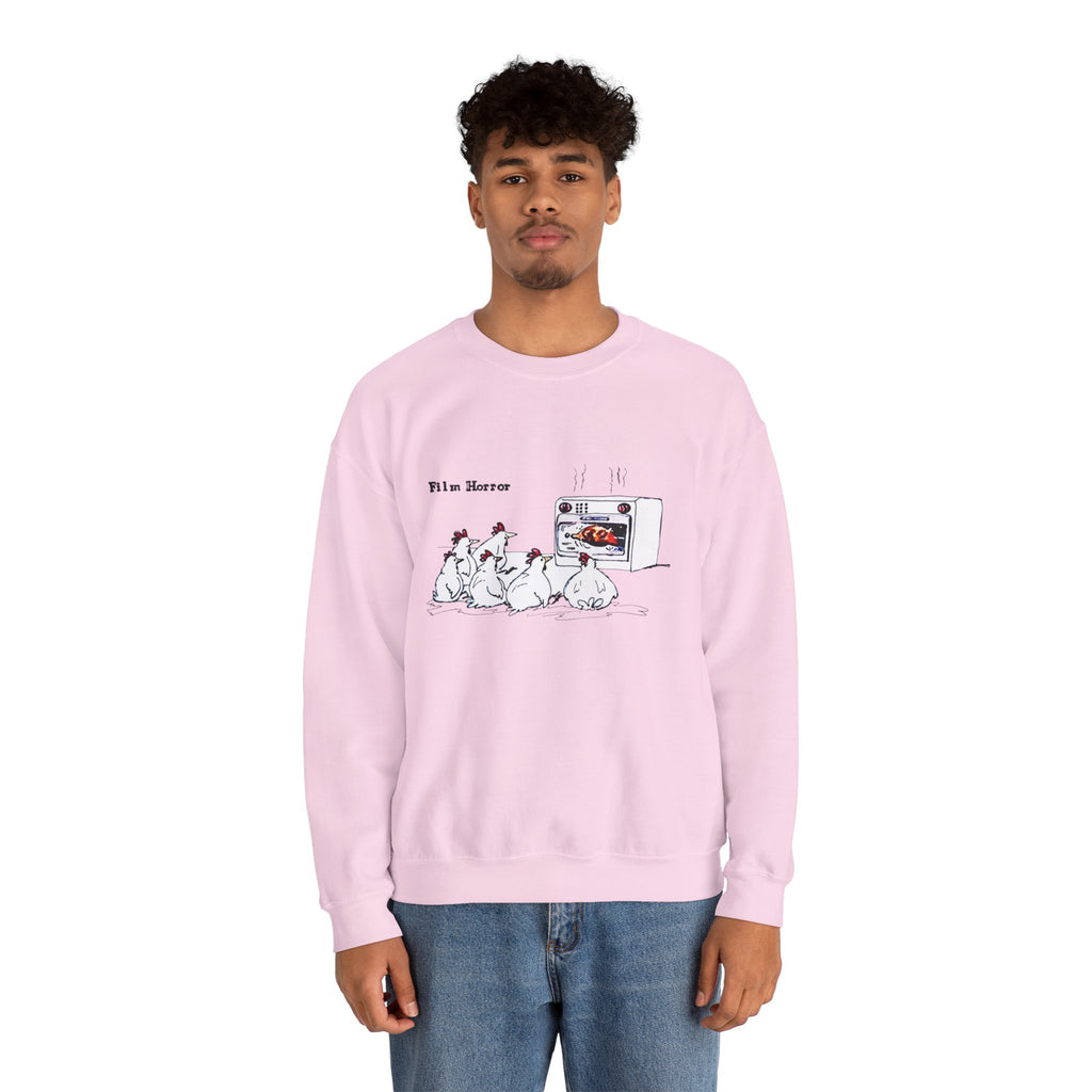 Crewneck Sweatshirt — 'Film Horror' Roast Chicken Oven Illustration