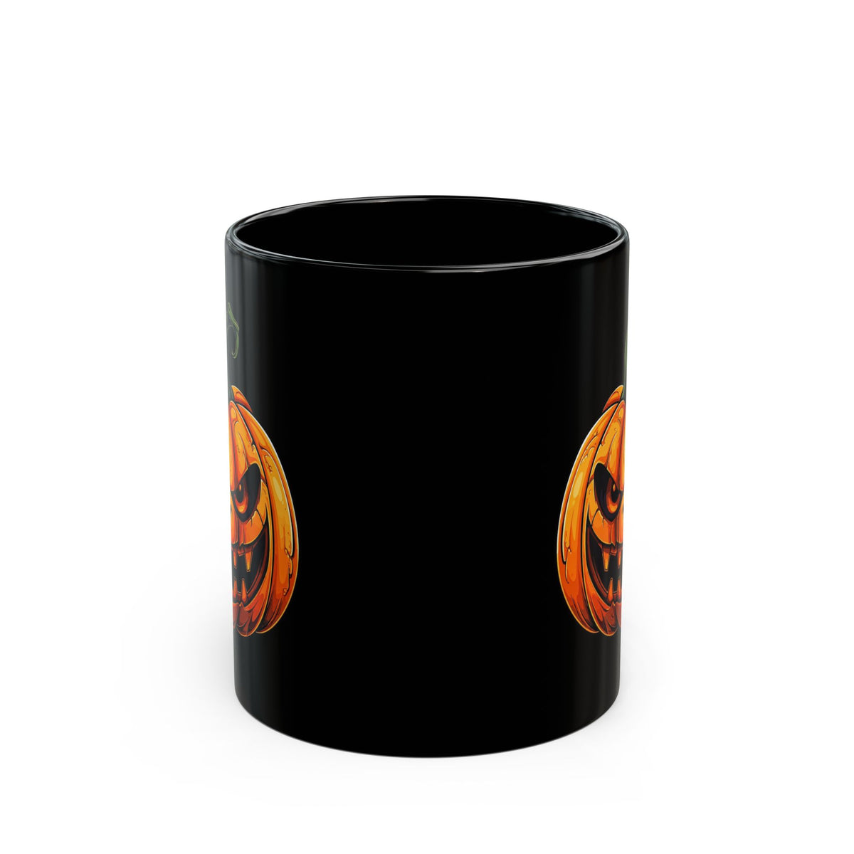 Halloween Jack-O'-Lantern Black Mug - Spooky Pumpkin Coffee Cup (11oz, 15oz)