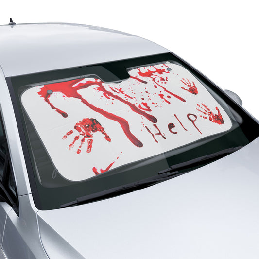Car Sun Shade - Bloody 'Help' Horror Halloween Windshield Cover