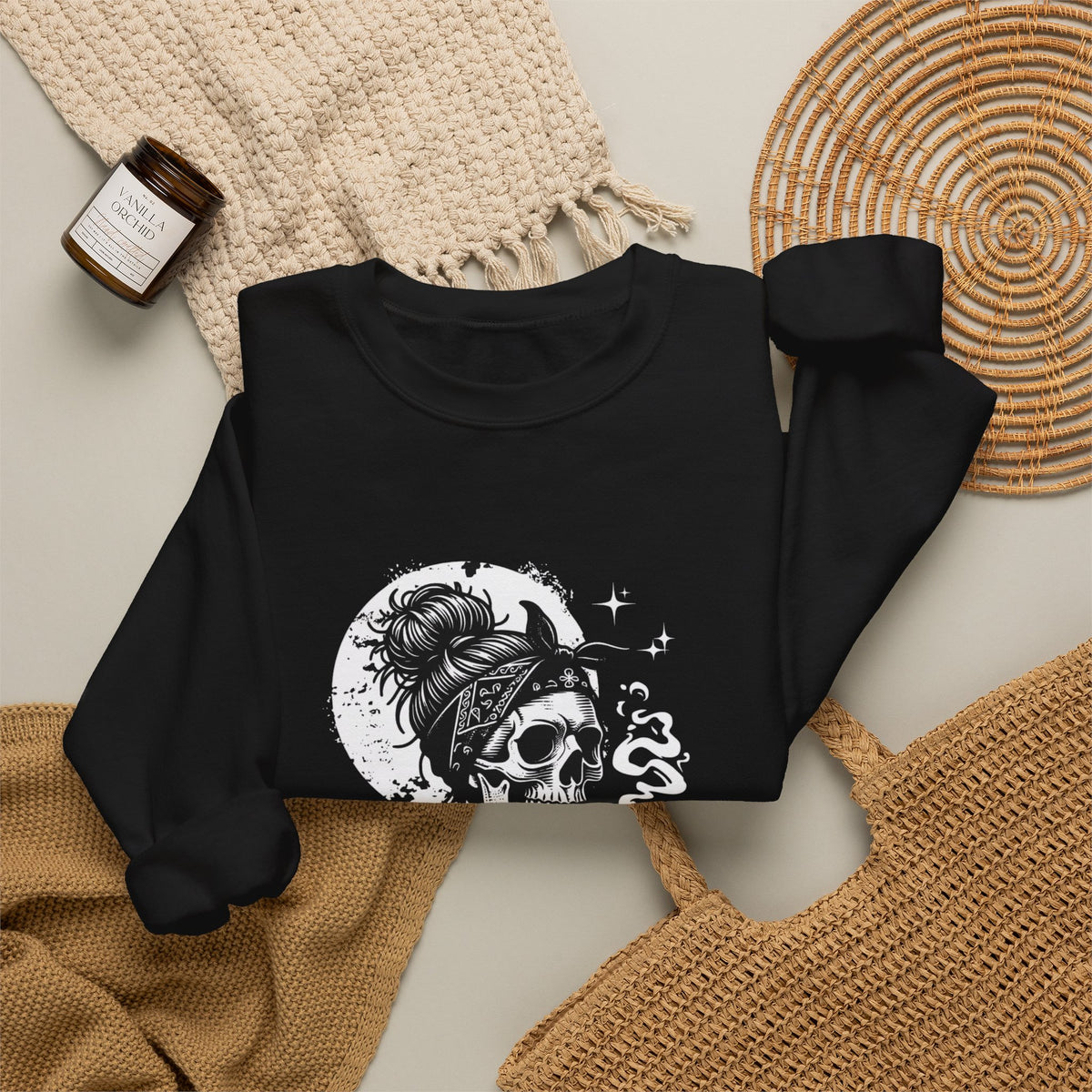 Still Alive Skeleton Crewneck Sweatshirt - Gothic Skull Coffee Pullover