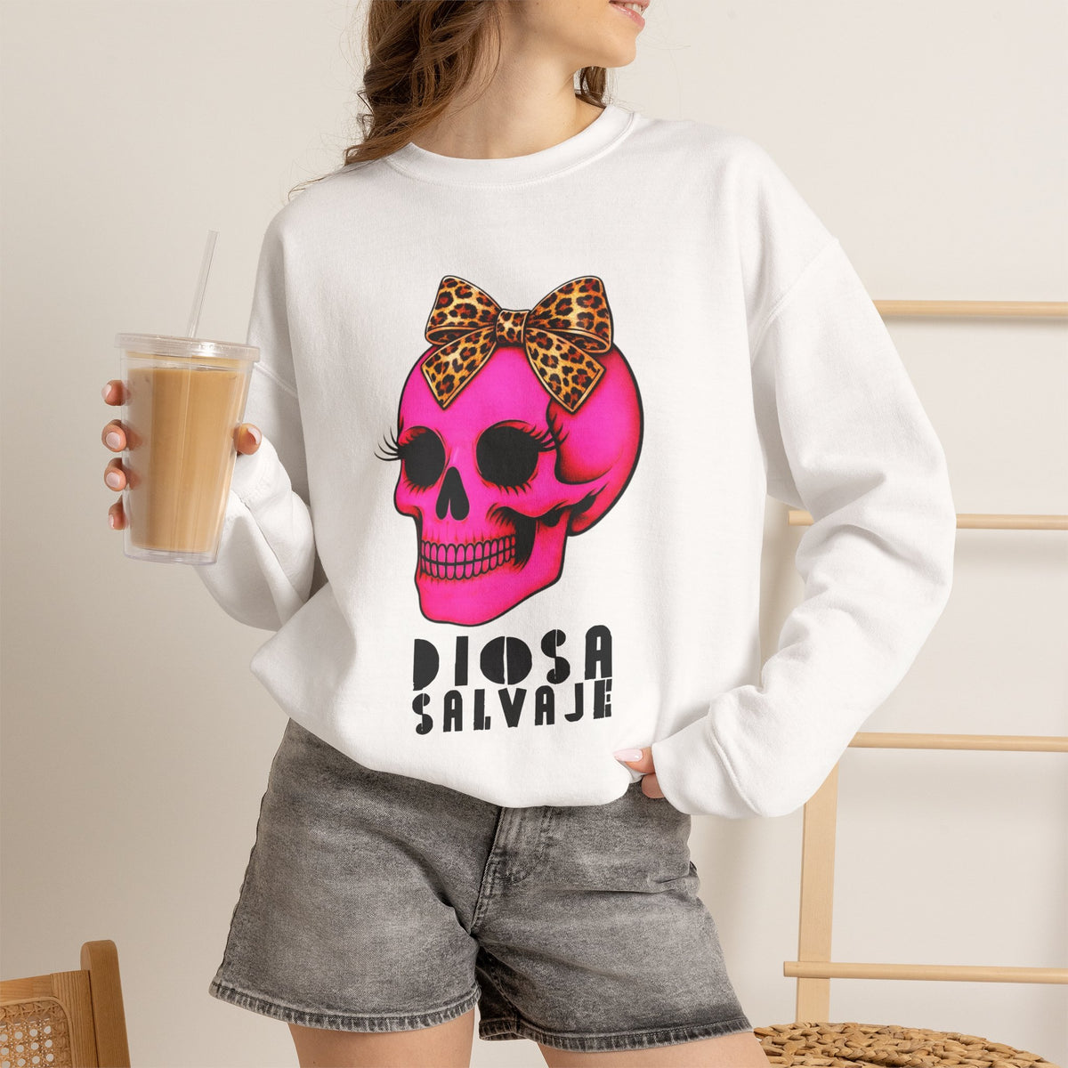 Diosa Salvaje Pink Skull Sweatshirt