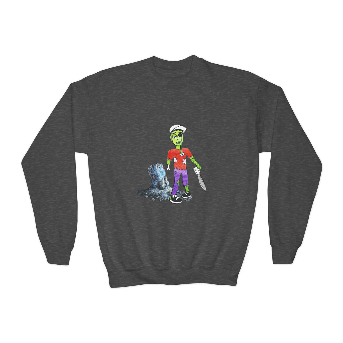 Zombie Kid Crewneck Sweatshirt — Youth Halloween Graphic