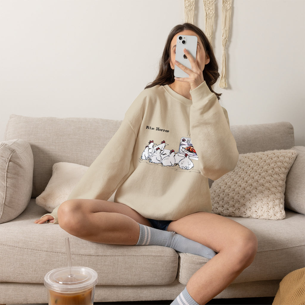 Crewneck Sweatshirt — 'Film Horror' Roast Chicken Oven Illustration
