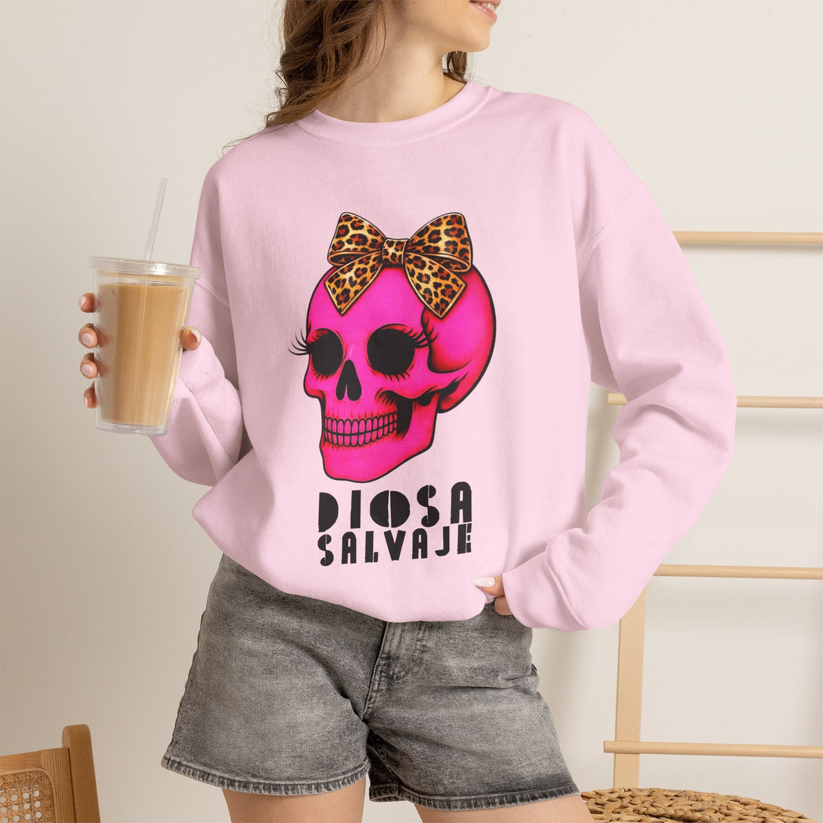 Diosa Salvaje Pink Skull Sweatshirt