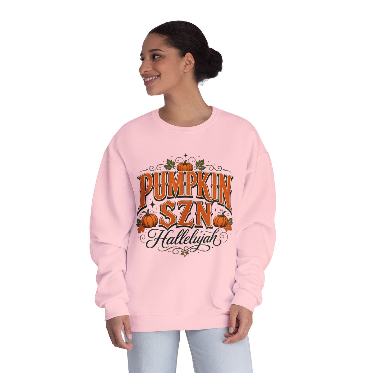 Crewneck Sweatshirt — Pumpkin Szn Hallelujah Fall Graphic Pullover