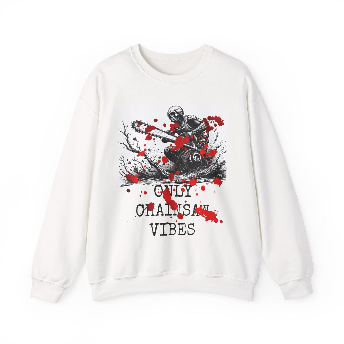 Chainsaw Grim Reaper Sweatshirt — "Only Chainsaw Vibes" Horror Crewneck