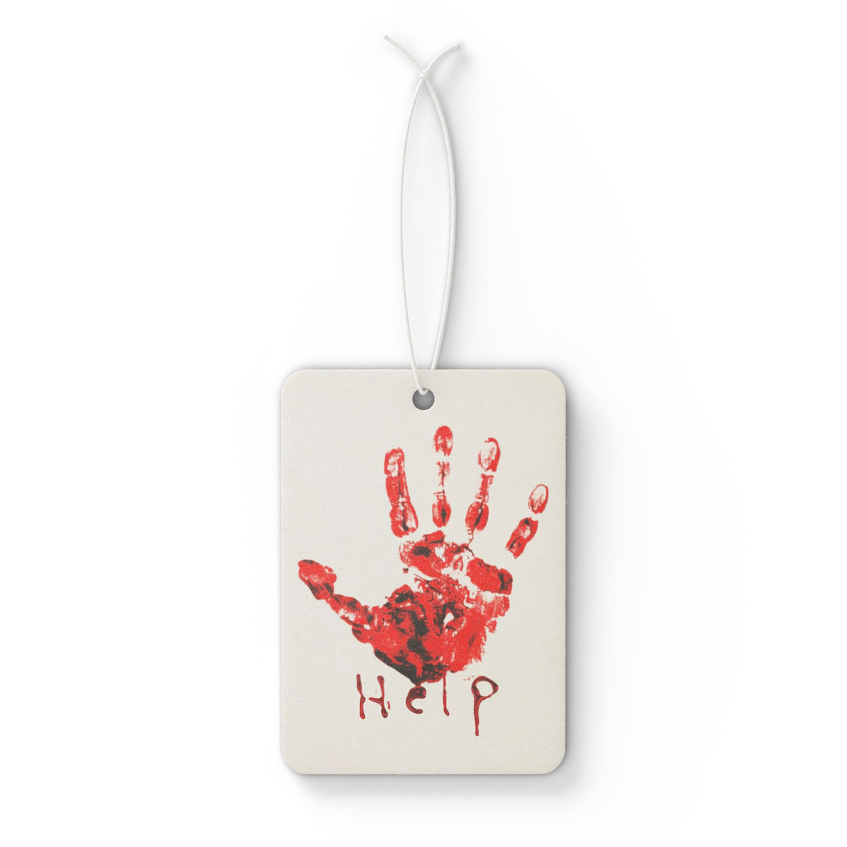 Horror Red Handprint Car Air Freshener — "Help" HalloweenGraphicArt