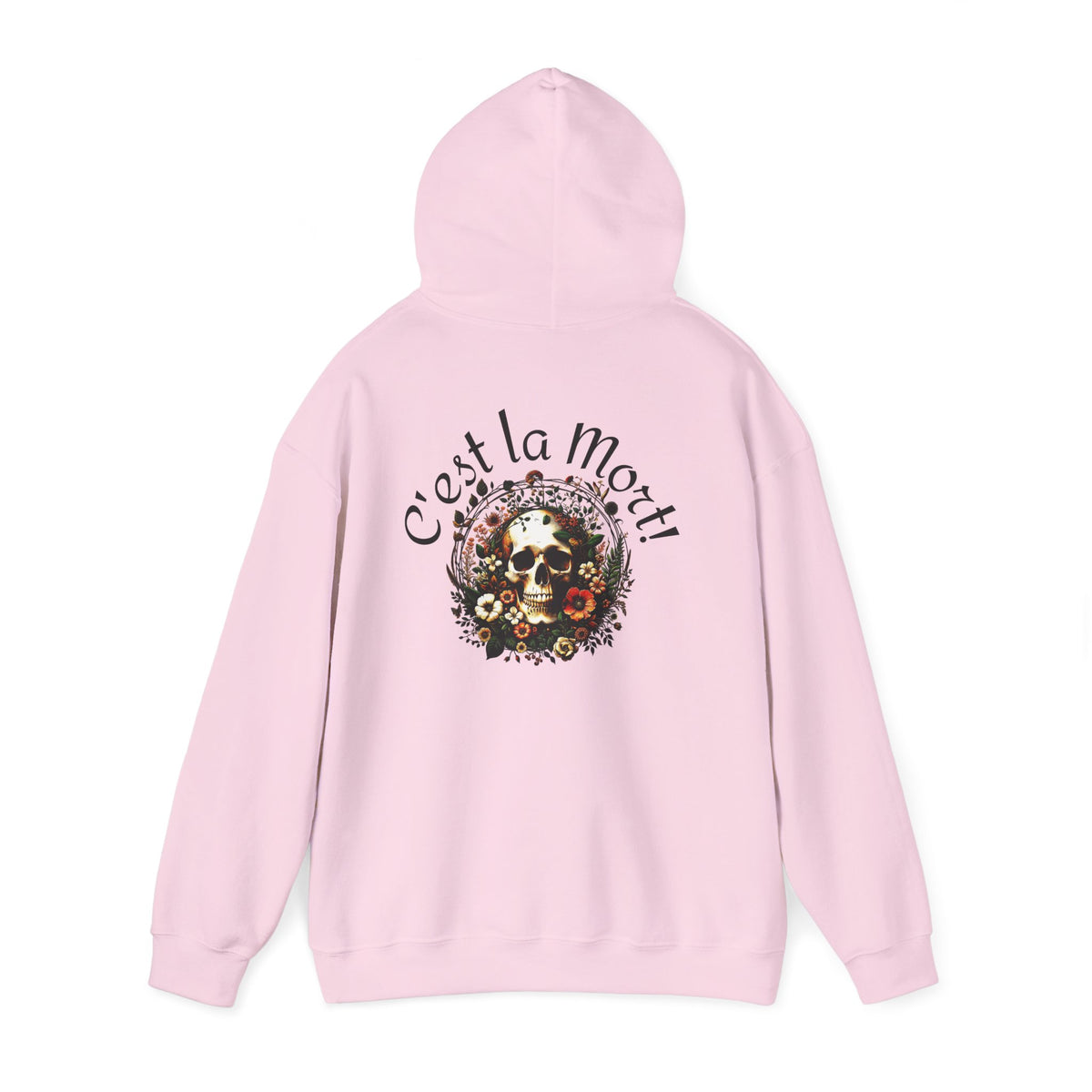 Skull & Flowers Hoodie — "C'est la Mort" Vintage Gothic Pullover