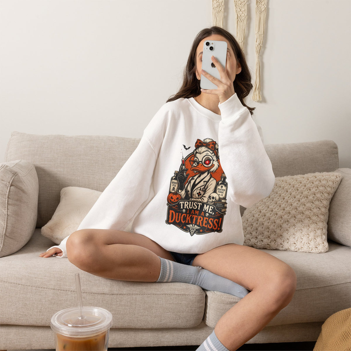 Ducktress Halloween Sweatshirt — "Trust Me I Am a Ducktress" Graphic Crewneck