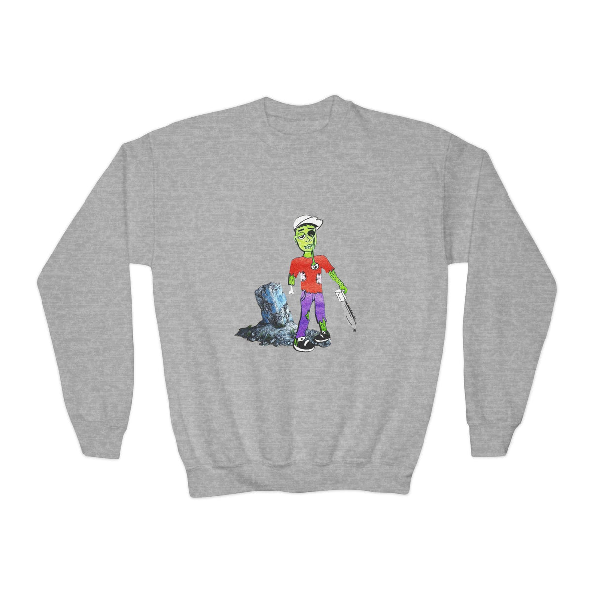 Zombie Kid Crewneck Sweatshirt — Youth Halloween Graphic