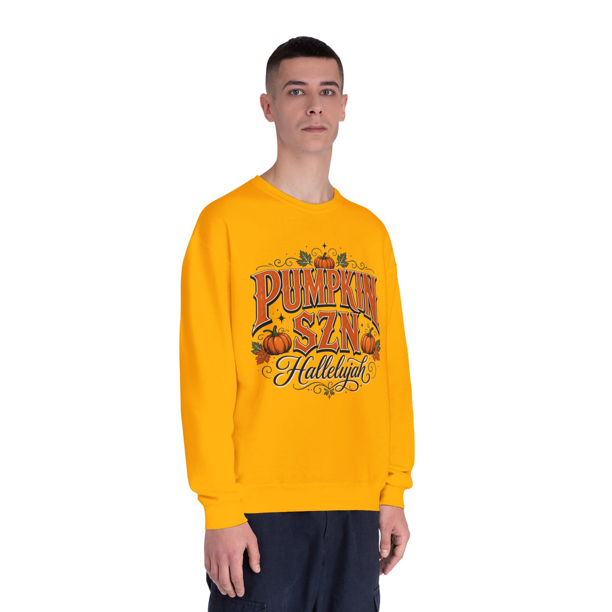 Crewneck Sweatshirt — Pumpkin Szn Hallelujah Fall Graphic Pullover