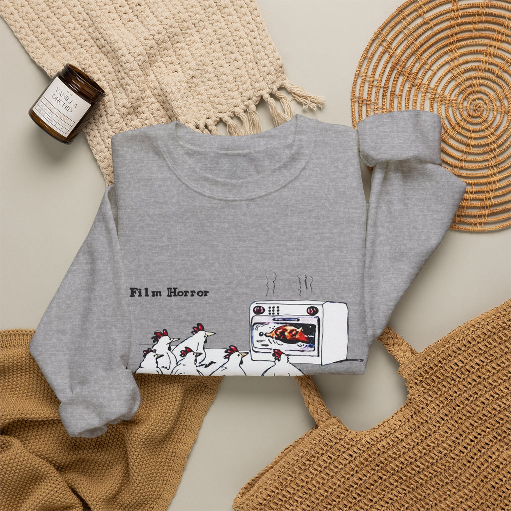 Crewneck Sweatshirt — 'Film Horror' Roast Chicken Oven Illustration