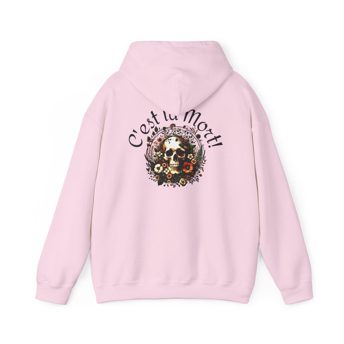 Skull & Flowers Hoodie — "C'est la Mort" Vintage Gothic Pullover