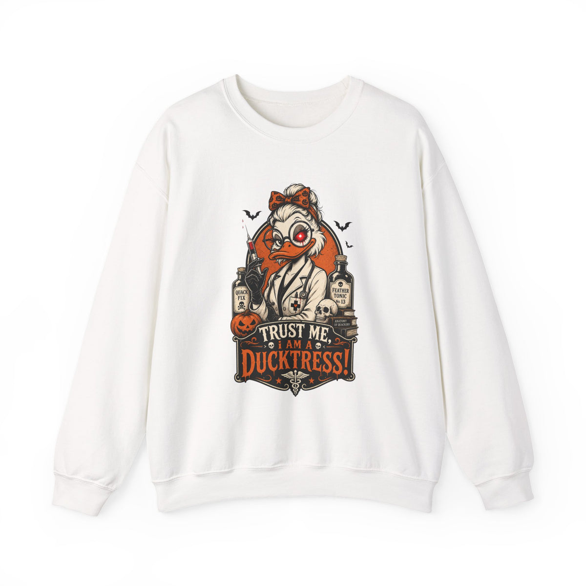 Ducktress Halloween Sweatshirt — "Trust Me I Am a Ducktress" Graphic Crewneck