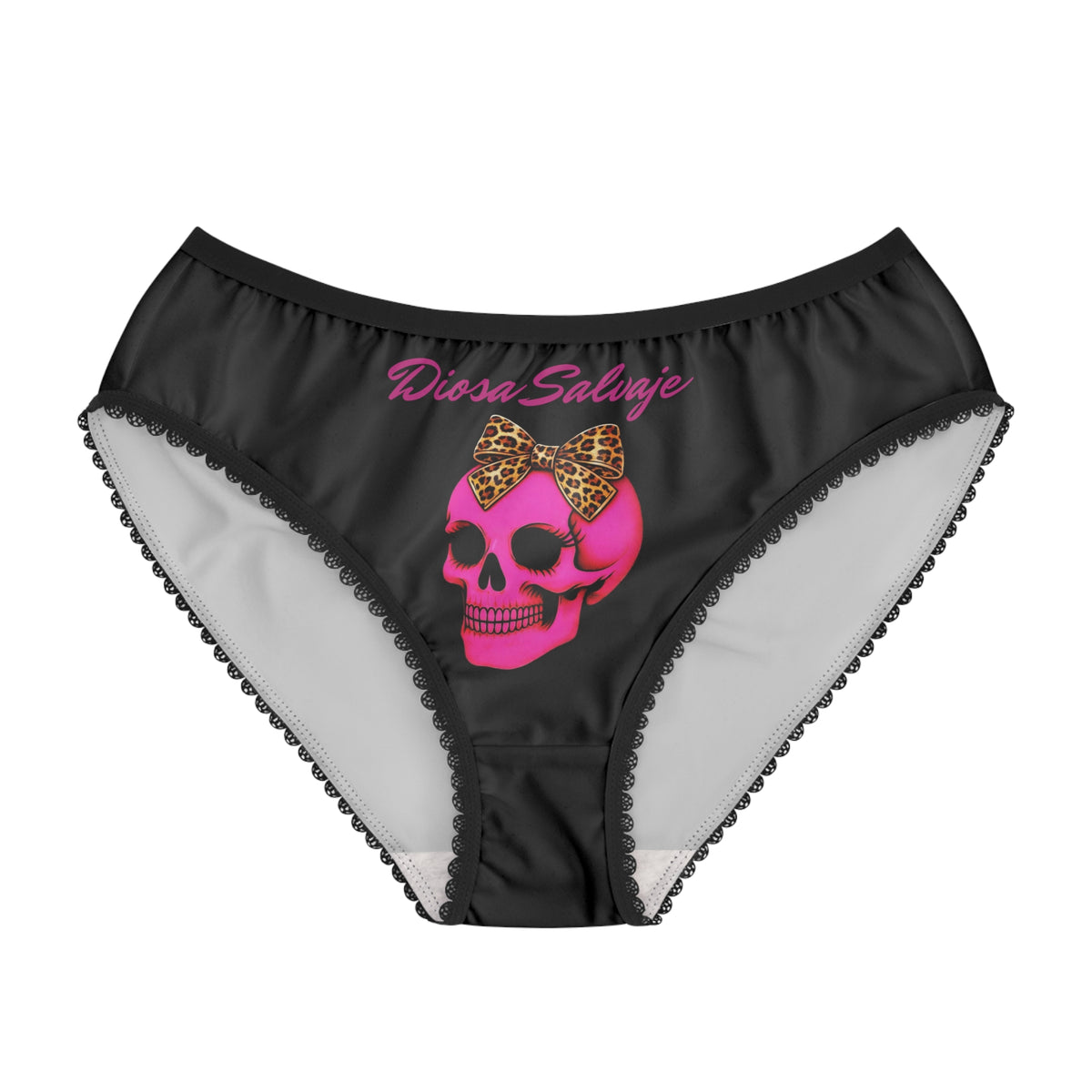 Diosa Salvaje Pink Skull Leopard Bow Women's Briefs