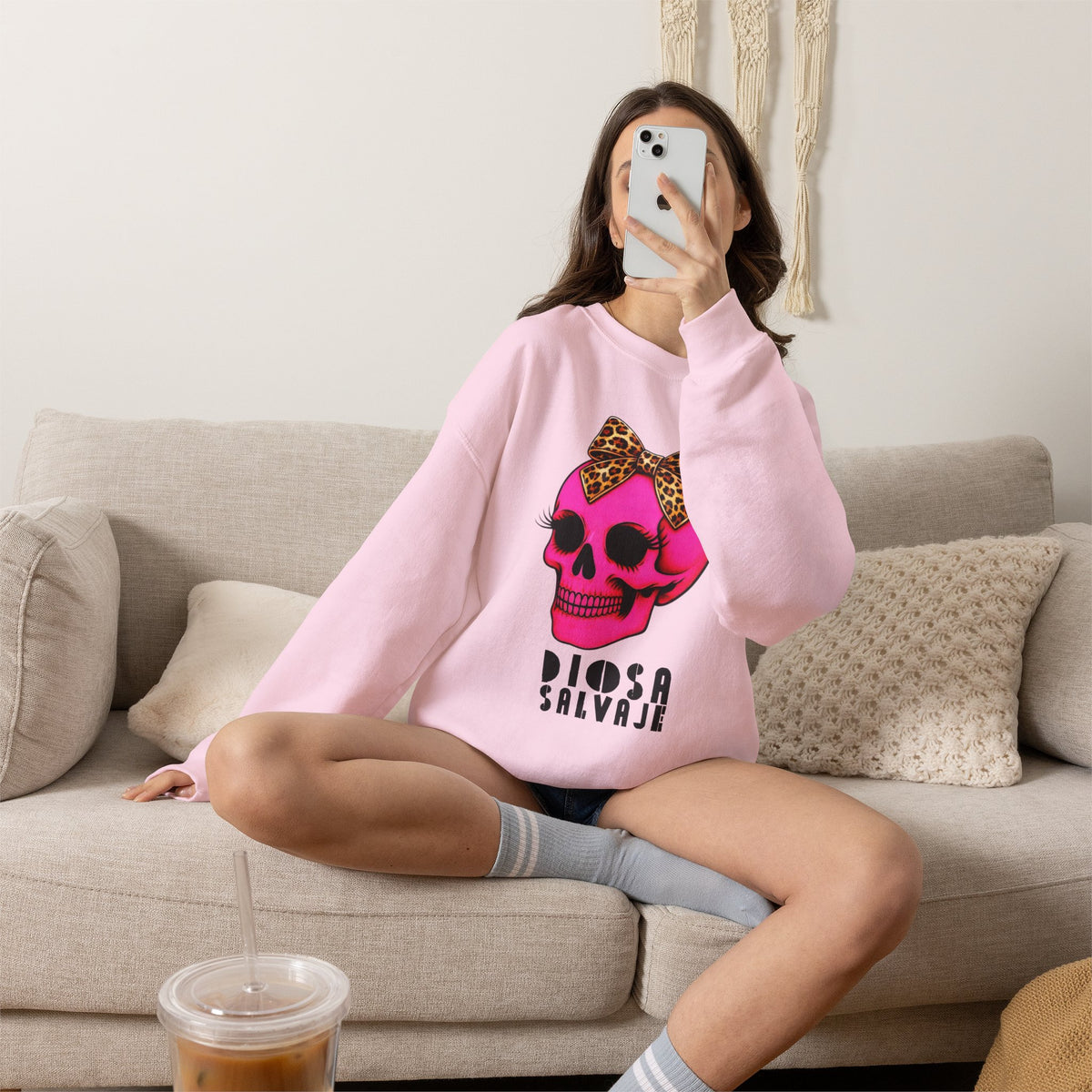 Diosa Salvaje Pink Skull Sweatshirt