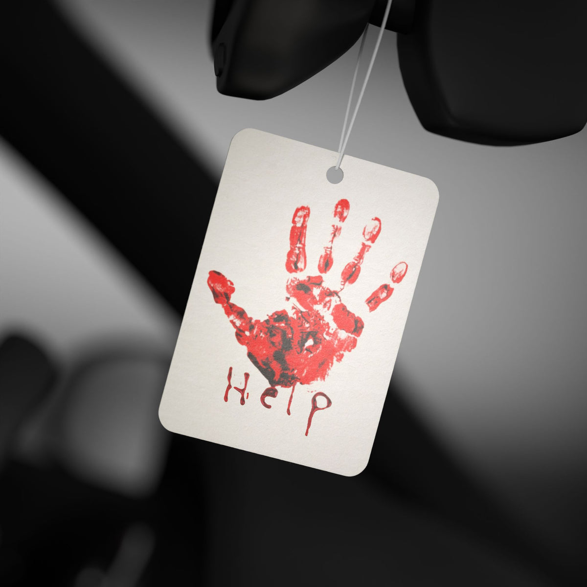 Horror Red Handprint Car Air Freshener — "Help" HalloweenGraphicArt
