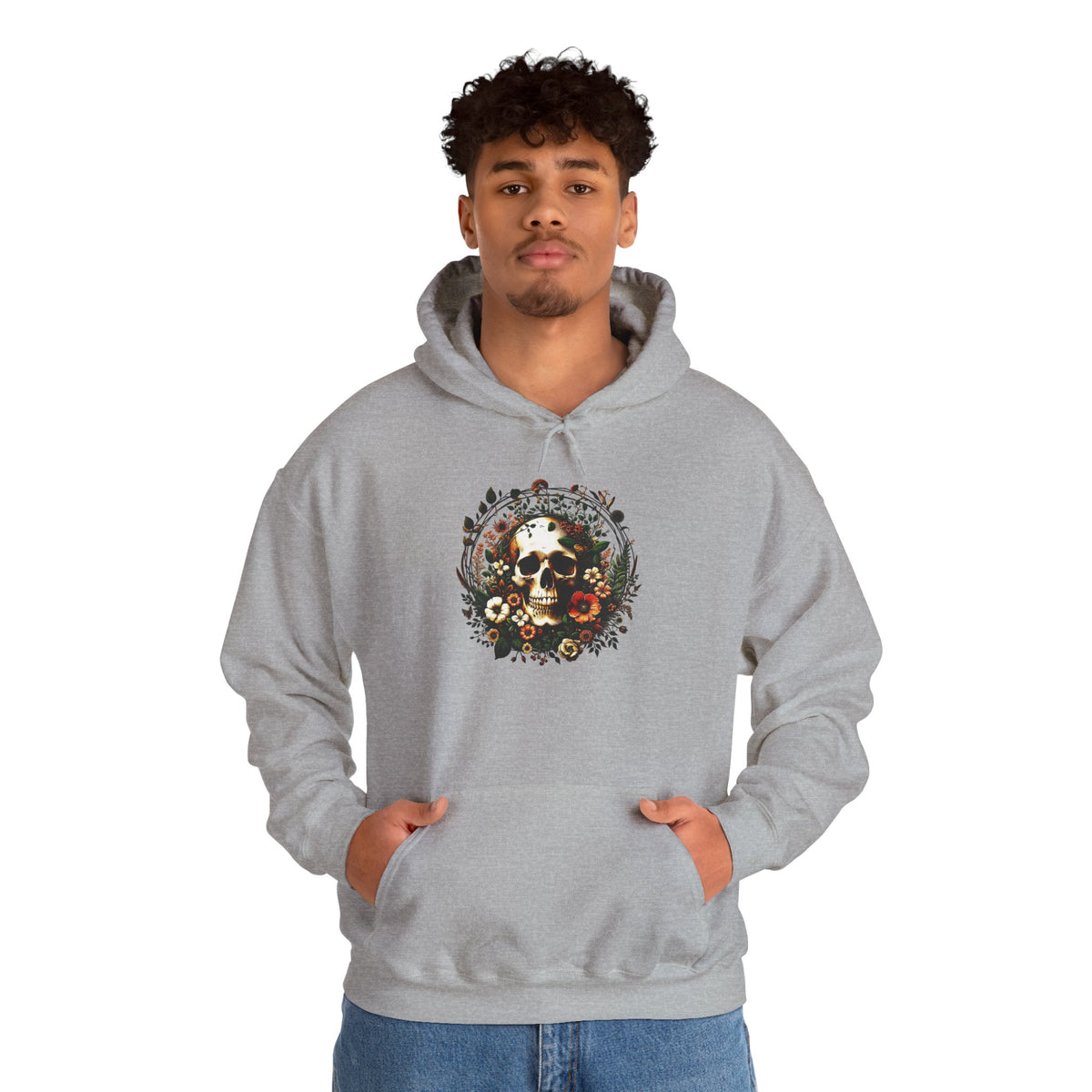 Skull & Flowers Hoodie — "C'est la Mort" Vintage Gothic Pullover