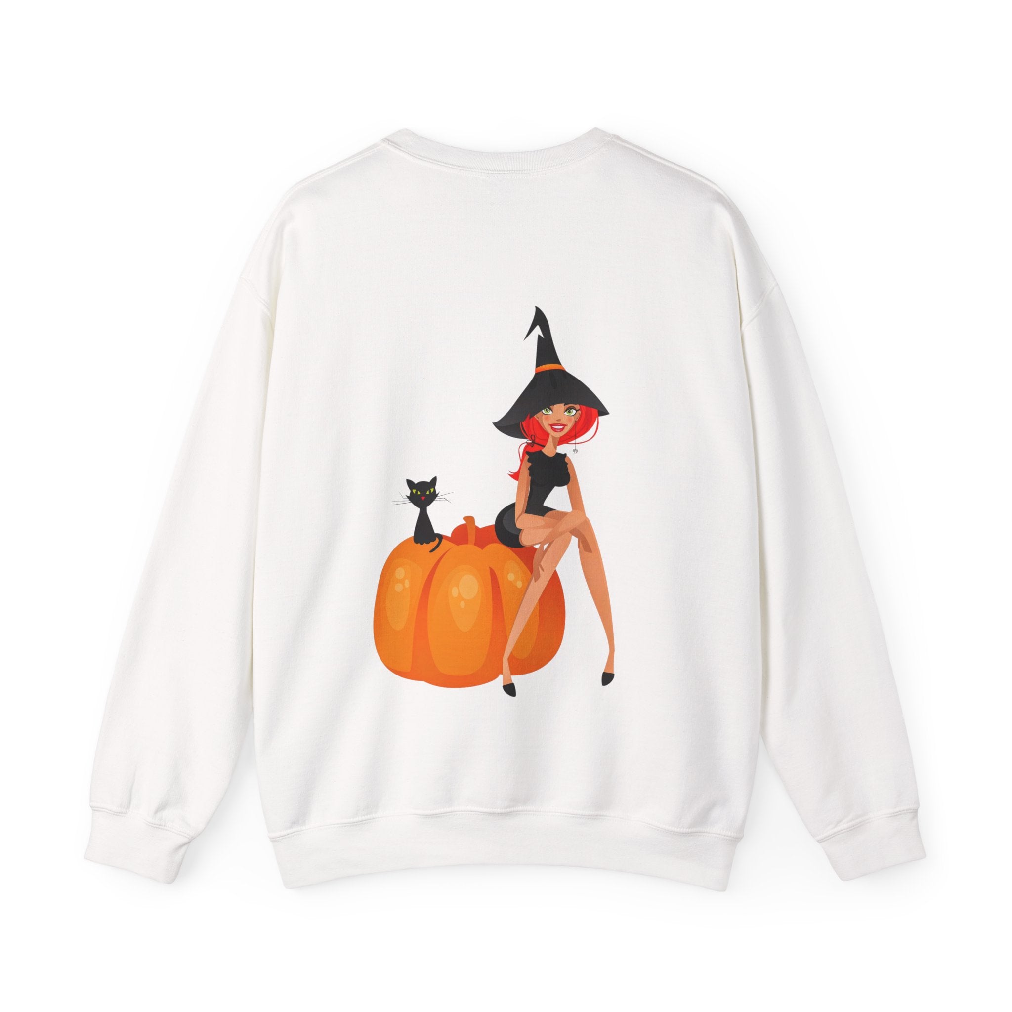 Witch & Pumpkin Sweatshirt - "Beware of Black Cats, Pumpkins & Me!" Halloween CrewneckSweatshirts