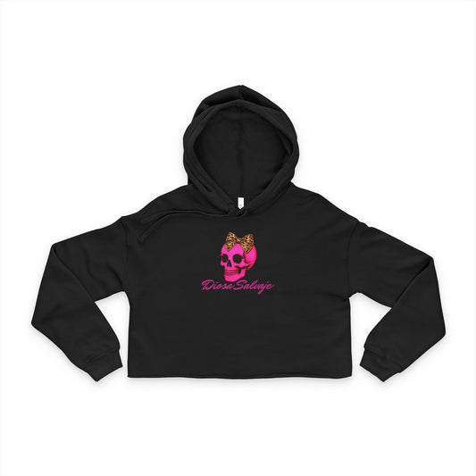 DIOSA SALVAJE™ Cropped Hoodie - Pink Skull Crown Graphic