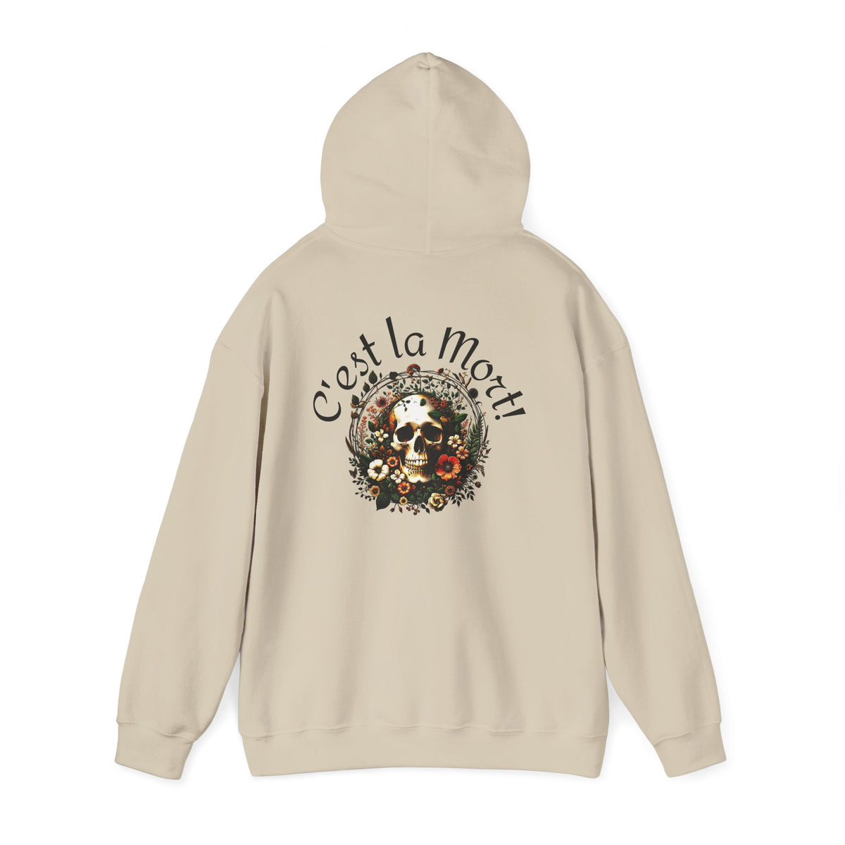 Skull & Flowers Hoodie — "C'est la Mort" Vintage Gothic Pullover