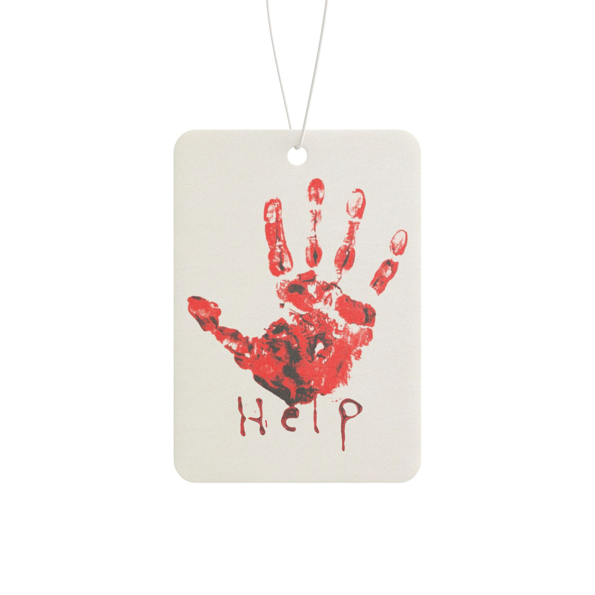 Horror Red Handprint Car Air Freshener — "Help" HalloweenGraphicArt