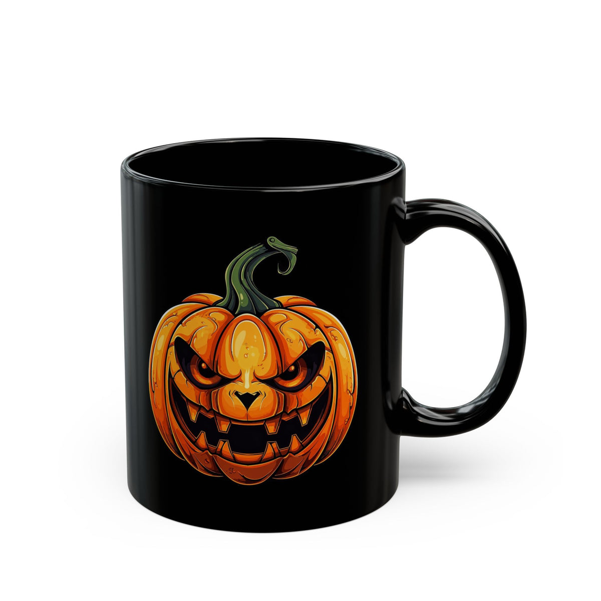 Halloween Jack-O'-Lantern Black Mug - Spooky Pumpkin Coffee Cup (11oz, 15oz)