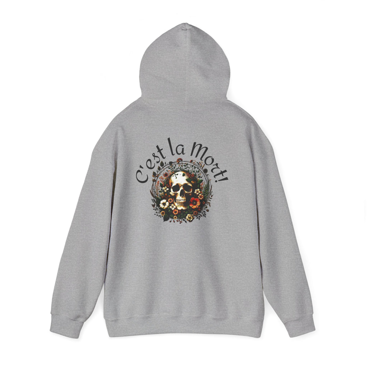 Skull & Flowers Hoodie — "C'est la Mort" Vintage Gothic Pullover