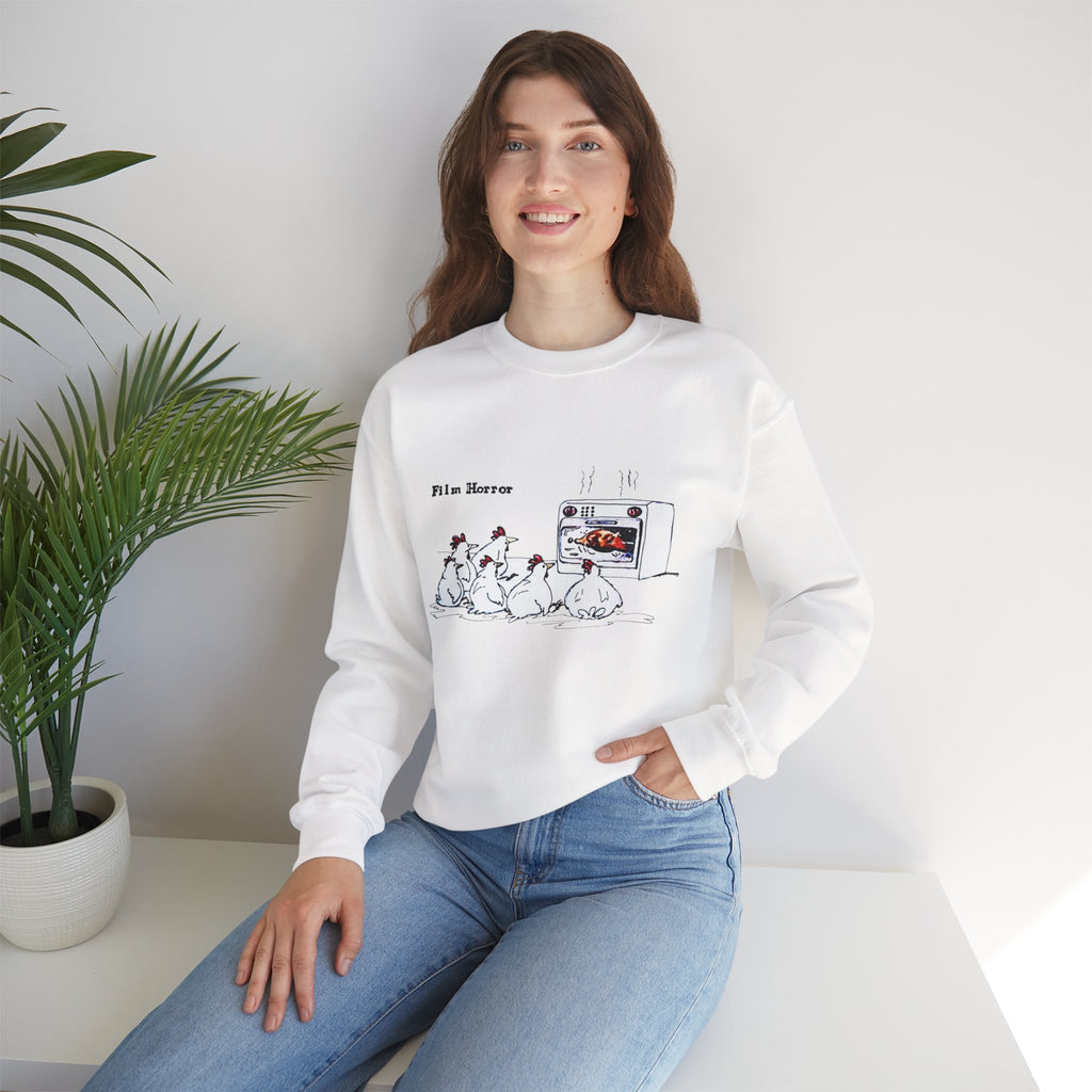Crewneck Sweatshirt — 'Film Horror' Roast Chicken Oven Illustration