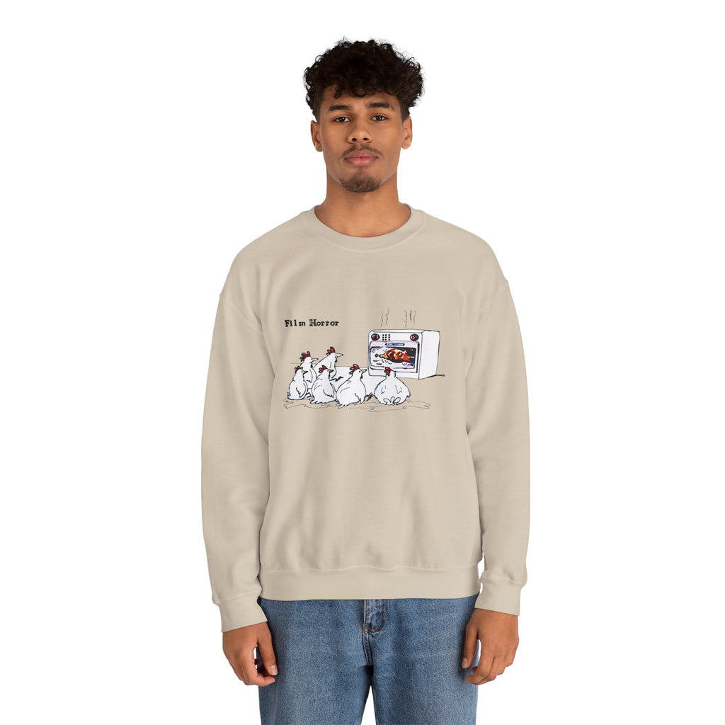 Crewneck Sweatshirt — 'Film Horror' Roast Chicken Oven Illustration