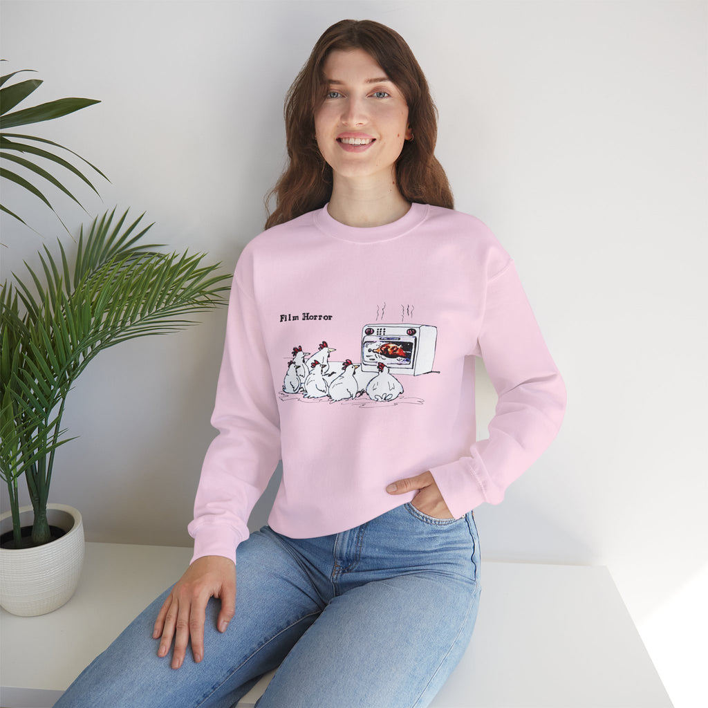 Crewneck Sweatshirt — 'Film Horror' Roast Chicken Oven Illustration