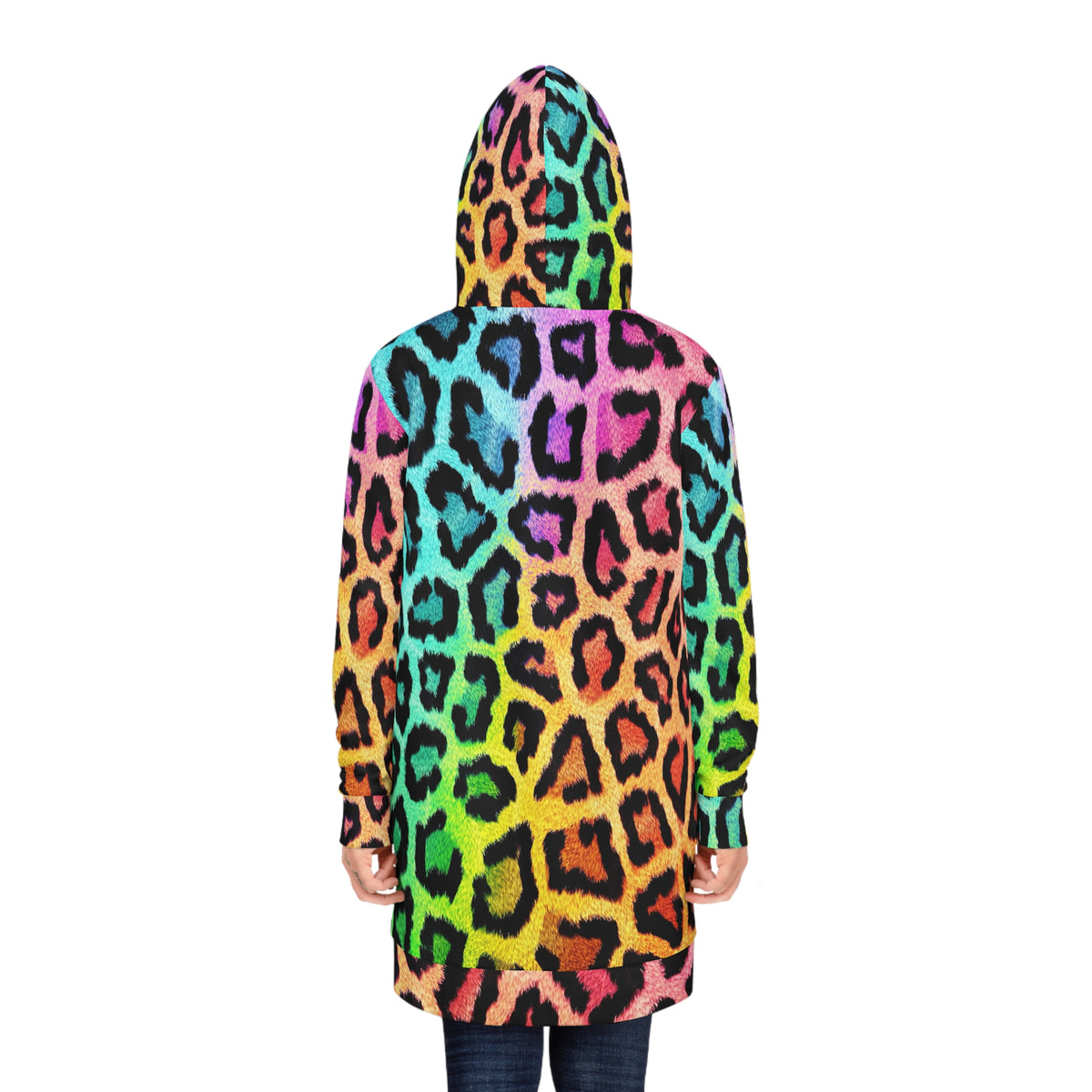 Neon Leopard Skull Hoodie Dress – Rainbow Animal Print Skull with Bow