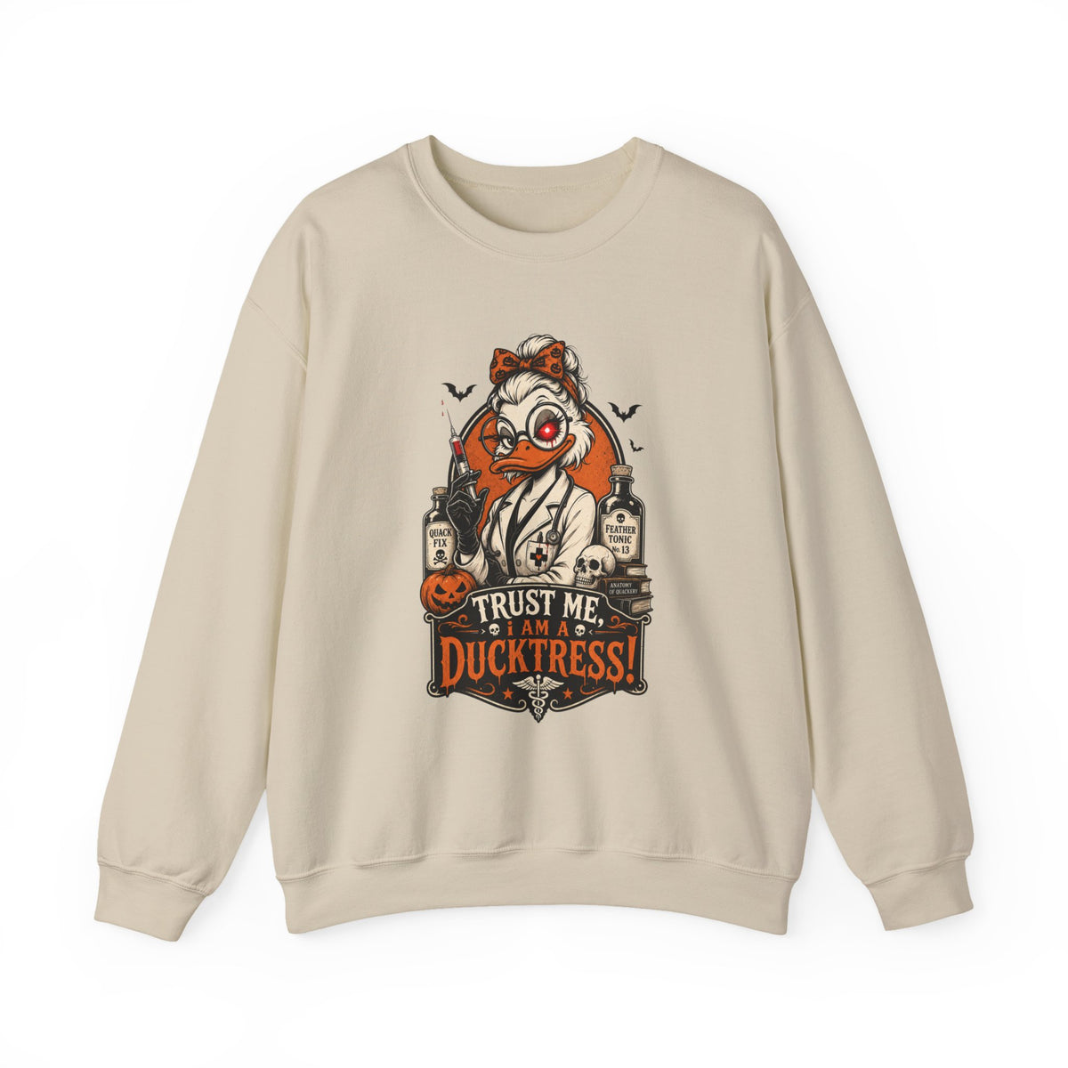 Ducktress Halloween Sweatshirt — "Trust Me I Am a Ducktress" Graphic Crewneck