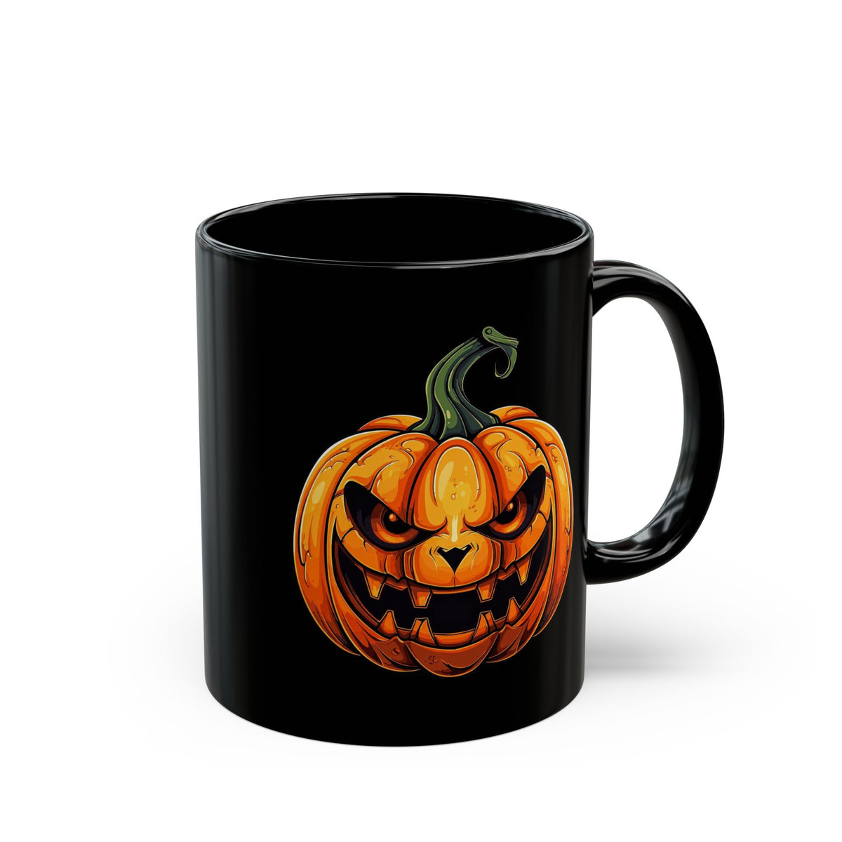 Halloween Jack-O'-Lantern Black Mug - Spooky Pumpkin Coffee Cup (11oz, 15oz)