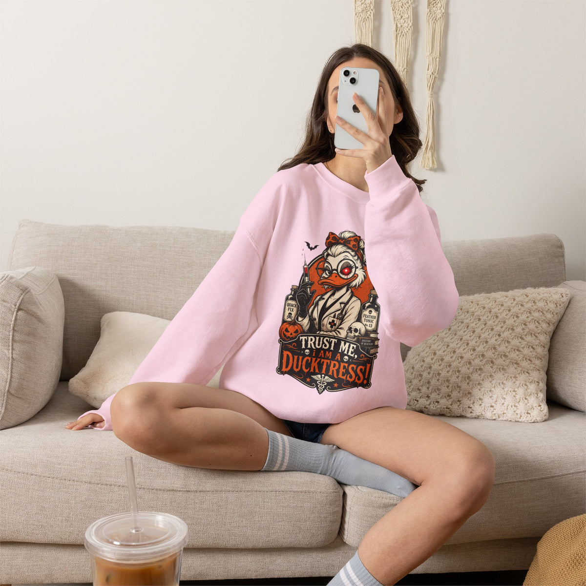 Ducktress Halloween Sweatshirt — "Trust Me I Am a Ducktress" Graphic Crewneck