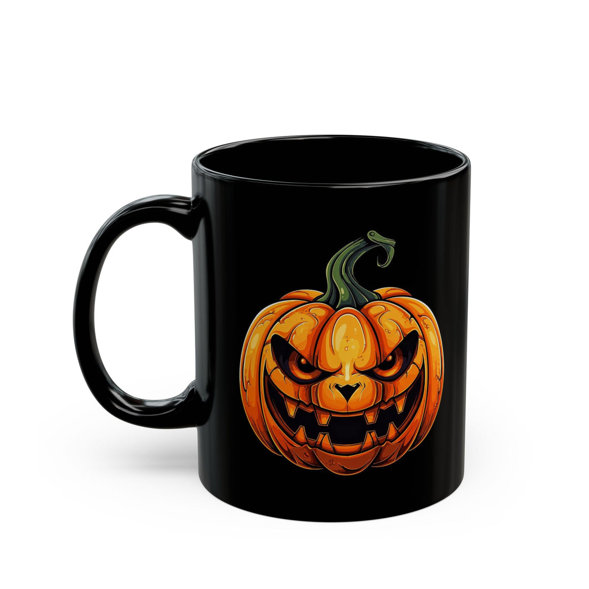 Halloween Jack-O'-Lantern Black Mug - Spooky Pumpkin Coffee Cup (11oz, 15oz)