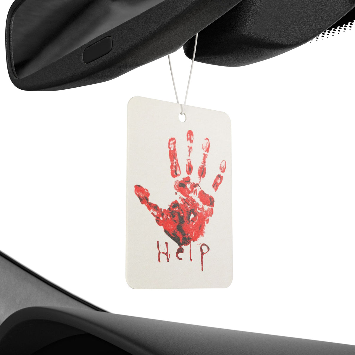 Horror Red Handprint Car Air Freshener — "Help" HalloweenGraphicArt