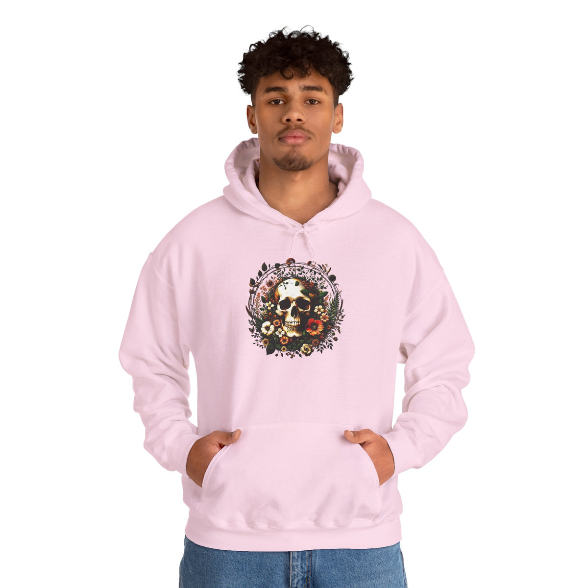 Skull & Flowers Hoodie — "C'est la Mort" Vintage Gothic Pullover