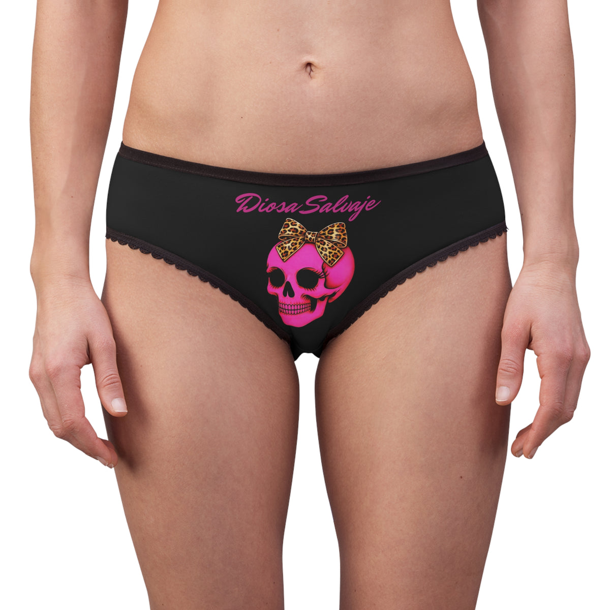 Diosa Salvaje Pink Skull Leopard Bow Women's Briefs