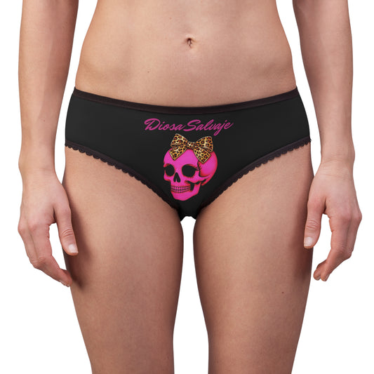 Diosa Salvaje Pink Skull Leopard Bow Women's Briefs